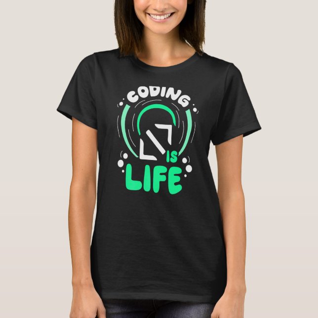 Kod är Life Programmer Kod Ord T Shirt (Framsida)