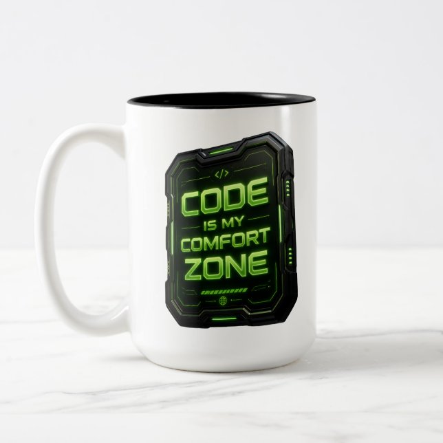 Kod Är Min Tröstzon Cyberpunk Programmerare Två-Tonad Mugg (Vänster)