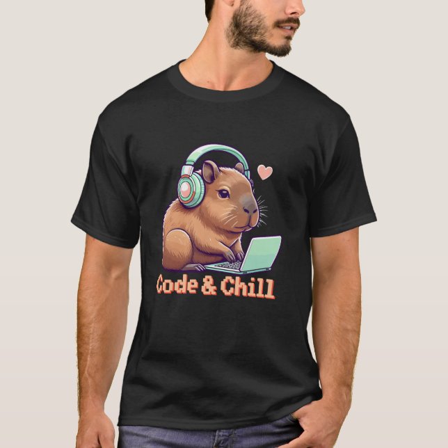 Kod Chill Cute Capybara Coding Geek Girl Capybara T Shirt (Framsida)