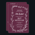 Kod för Bat mitzvah ANPASSNINGSBAR QR för ömtålig  Inbjudningar<br><div class="desc">Perfekt-kort för att tillkännage ett bat mitzvah, pub mitzvah eller annat judiskt firande! Hand plockade delikata löv-trimma konst åt dig! FULLT ANPASSADE! Klicka på "Anpassa" ovan om du vill redigera texten. Klicka på "Redigera med Design verktyg" för att justera typsnitt, färg och placeringar och lägga till länken till QR-koden på...</div>