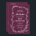 Kod för Bat mitzvah ANPASSNINGSBAR QR för ömtålig  Inbjudningar<br><div class="desc">Perfekt-kort för att tillkännage ett bat mitzvah, pub mitzvah eller annat judiskt firande! Hand plockade delikata löv-trimma konst åt dig! FULLT ANPASSADE! Klicka på "Anpassa" ovan om du vill redigera texten. Klicka på "Redigera med Design verktyg" för att justera typsnitt, färg och placeringar och lägga till länken till QR-koden på...</div>