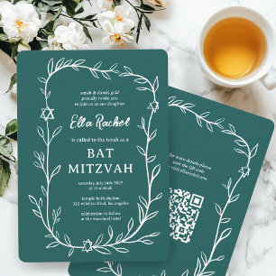Kod för Bat mitzvah ANPASSNINGSBAR QR för ömtålig  Inbjudningar