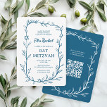 Kod för Bat mitzvah ANPASSNINGSBAR QR för ömtålig  Inbjudningar<br><div class="desc">Perfekt-kort för att tillkännage ett bat mitzvah, pub mitzvah eller annat judiskt firande! Hand plockade delikata löv-trimma konst åt dig! FULLT ANPASSADE! Klicka på "Anpassa" ovan om du vill redigera texten. Klicka på "Redigera med Design verktyg" för att justera typsnitt, färg och placeringar och lägga till länken till QR-koden på...</div>