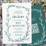 Kod för Bat mitzvah ANPASSNINGSBAR QR för ömtålig  Inbjudningar<br><div class="desc">Perfekt-kort för att tillkännage ett bat mitzvah, pub mitzvah eller annat judiskt firande! Hand plockade delikata löv-trimma konst åt dig! FULLT ANPASSADE! Klicka på "Anpassa" ovan om du vill redigera texten. Klicka på "Redigera med Design verktyg" för att justera typsnitt, färg och placeringar och lägga till länken till QR-koden på...</div>