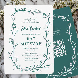 Kod för Bat mitzvah ANPASSNINGSBAR QR för ömtålig  Inbjudningar