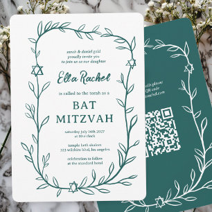 Kod för Bat mitzvah ANPASSNINGSBAR QR för ömtålig  Inbjudningar