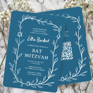 Kod för Bat mitzvah ANPASSNINGSBAR QR för ömtålig  Inbjudningar