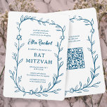 Kod för Bat mitzvah ANPASSNINGSBAR QR för ömtålig  Inbjudningar<br><div class="desc">Perfekt-kort för att tillkännage ett bat mitzvah, pub mitzvah eller annat judiskt firande! Hand plockade delikata löv-trimma konst åt dig! FULLT ANPASSADE! Klicka på "Anpassa" ovan om du vill redigera texten. Klicka på "Redigera med Design verktyg" för att justera typsnitt, färg och placeringar och lägga till länken till QR-koden på...</div>