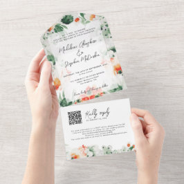 Kod för botaniskt QR för vildblommor, vattenfärg