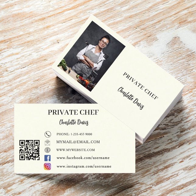 Kod för catering av privat elfenbensfoto visitkort (Skapare uppladdad)