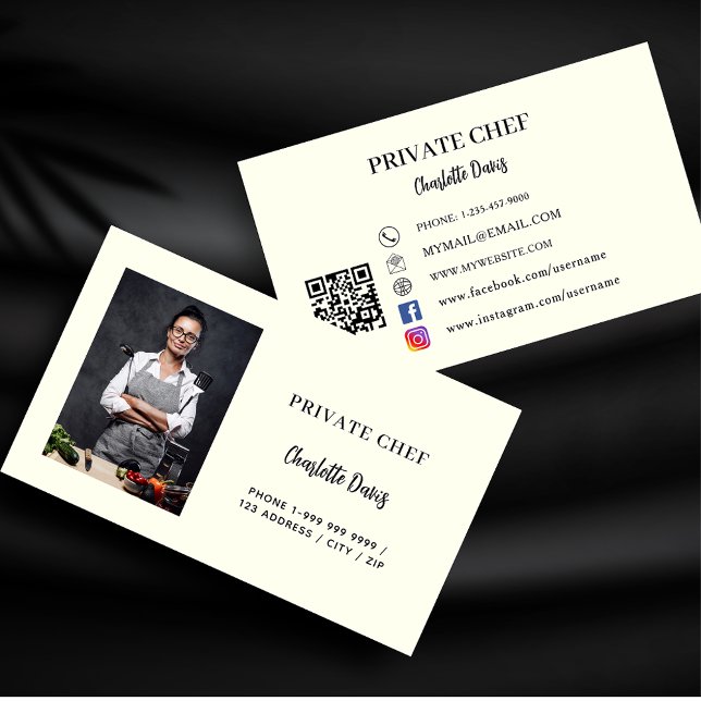 Kod för catering av privat elfenbensfoto visitkort (Skapare uppladdad)