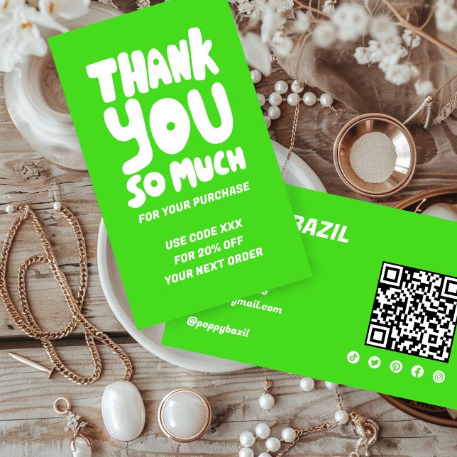 Kod för enkel Kurvor-order Tack Lime Social QR Visitkort (Simple Curves Order Thank You Lime Social QR Code Lime Green Brat Business Card
)