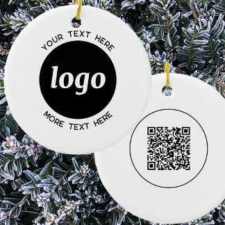 Kod för enkel Logotyp och text QR Julgransprydnad Keramik