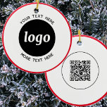 Kod för enkel Logotyp och text QR Julgransprydnad Keramik<br><div class="desc">Enkel text med minimalistisk logotyp och anpassningsbar med QR-kod för att främja ditt företag under vinterHelgdagarna. Byt ut logotyp,  QR-kod och text mot eget om du vill anpassa och ändra bakgrund och text färg så att de stämmer överens med ditt eget varumärke.</div>