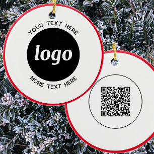 Kod för enkel Logotyp och text QR Julgransprydnad Keramik