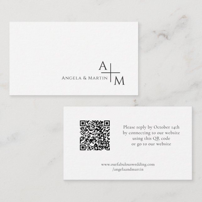 Kod för enkel modern svart vit OSA QR Tilläggskort (Fram/baksida)