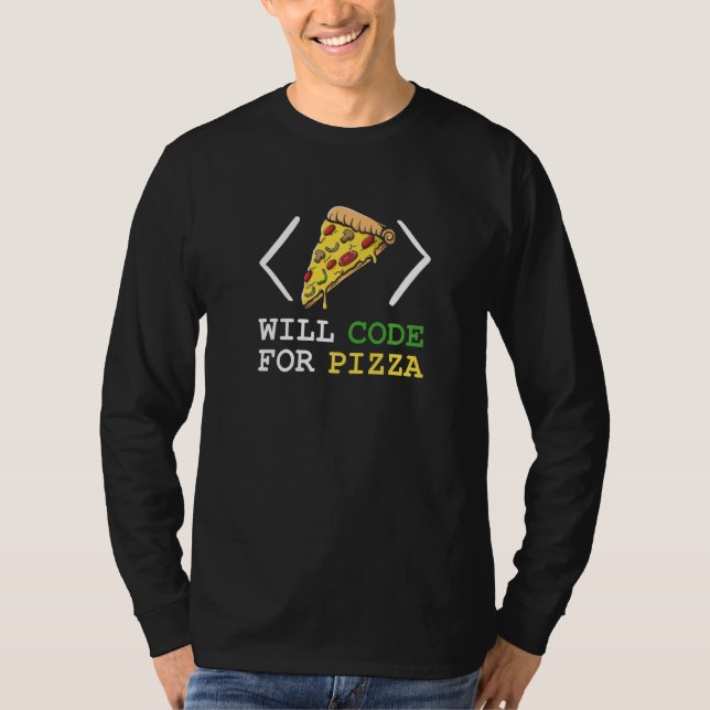 Kod för Pizza Software Ingenjör-programplanering T Shirt (Framsida)