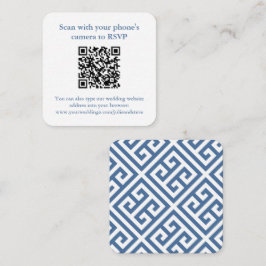 Kod för QR för chic, blått och vitt grekiskt Nycke Tilläggskort