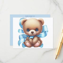 Kod för QR för nalle Blue Baby Shower-hölje Tilläggskort