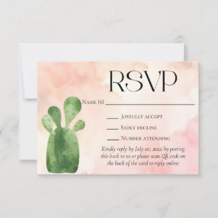 Kod för QR-kod för Desert Grönt Cactus Bröllop OSA Kort