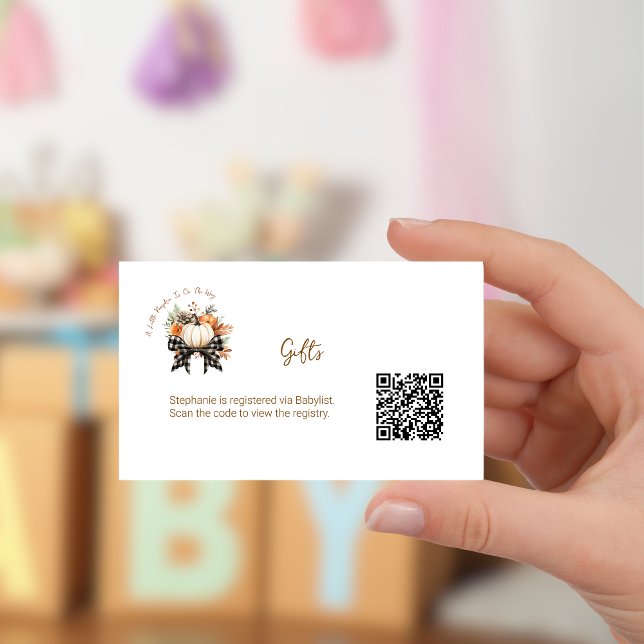 Kod för QR-kod för lilla Pumpkin Baby Shower Gift- Tilläggskort (Skapare uppladdad)