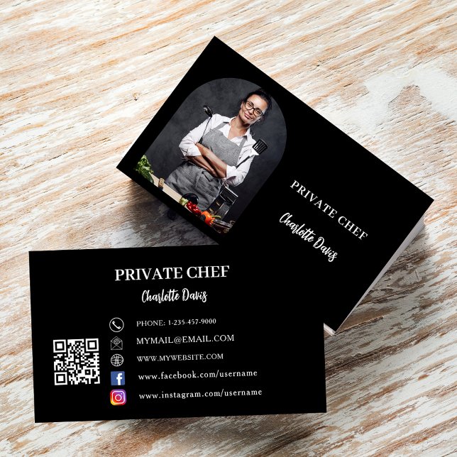 Kod för svartvit fotobåge för privat kock visitkort (Skapare uppladdad)