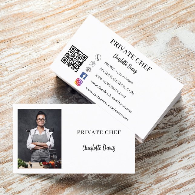 Kod för svartvit svartfoto med privat kock QR-cate Visitkort (Skapare uppladdad)