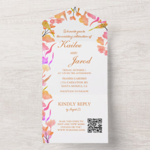 Kod för Wildblomma QR för Bright Rosa och Orange