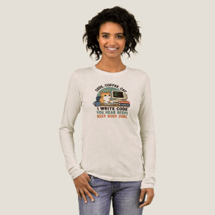 Kod Kaffe Katt Programmerare Humor Illustration T Shirt