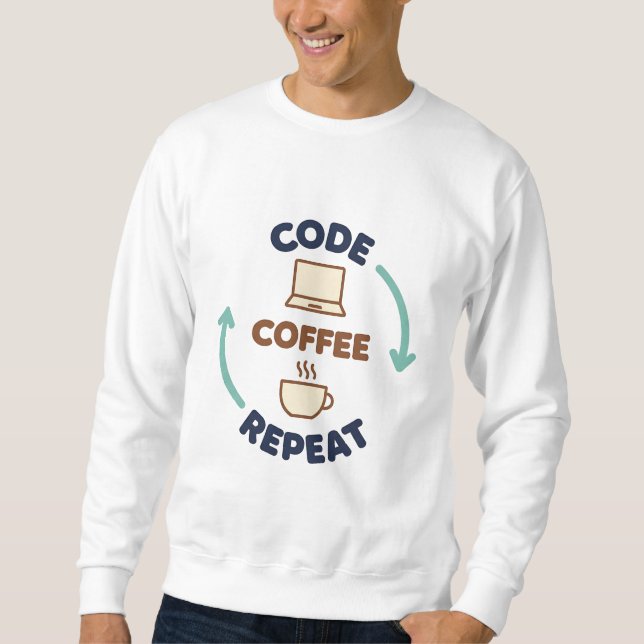Kod, Kaffe, Upprepa – Rolig Programmerare & Utveck Lång Ärmad Tröja (Framsida)