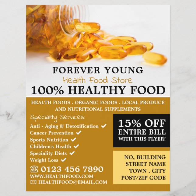 Kod-leverolja, reklam för livsmedelslager i hälsot reklamblad (Framsidan)