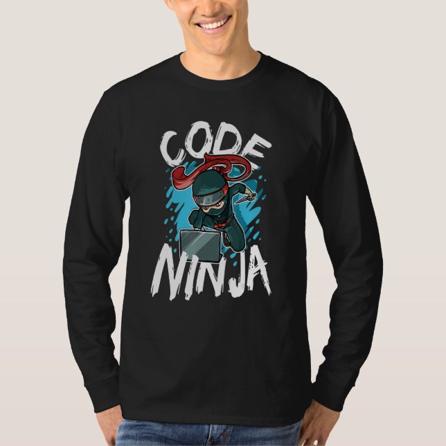 Kod Ninja Programming Coder Software Nerd T Shirt (Framsida)