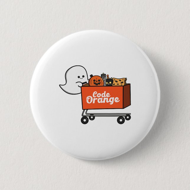 Kod Orange Cute Ghost Shopping Halloween Ghost Mo Knapp (Framsida)