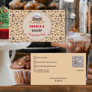 Kod Utensils Bakery Anpassad Logotyp QR-kod Visitkort