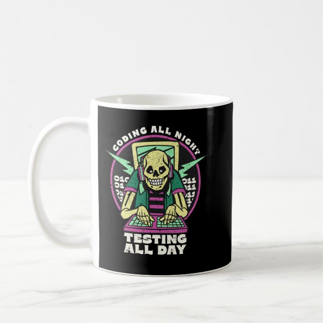 Koda alla natttester hela dagen kaffemugg (Vänster)