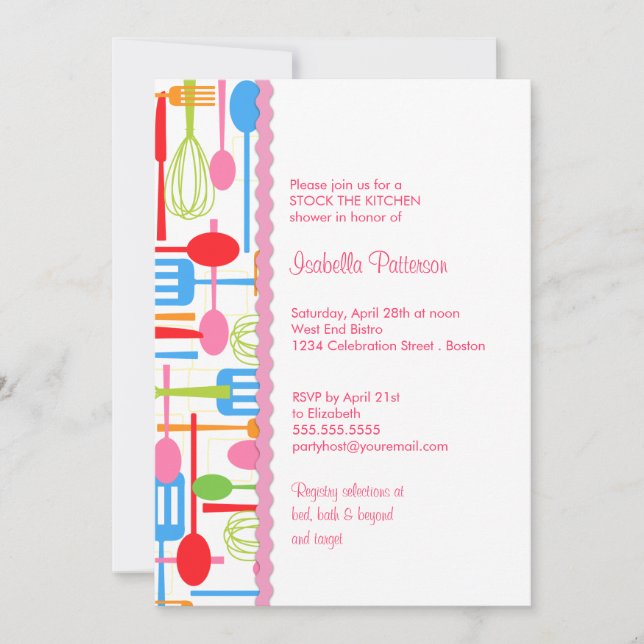 Koda Utensils Lagrar och Köks Möhippa Inbjudningar (Framsida)