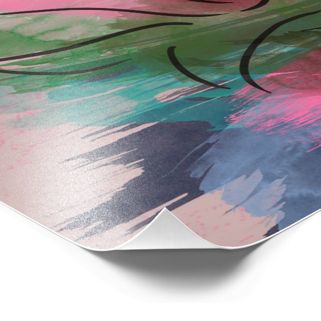Kodak-papperutskrift, rosa blommmålning fototryck (Hörn)