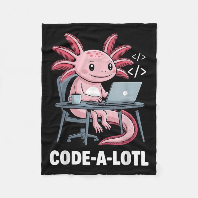 Kodalotl Funny Axolotl Tee for Programmers Fleecefilt (Framsidan)