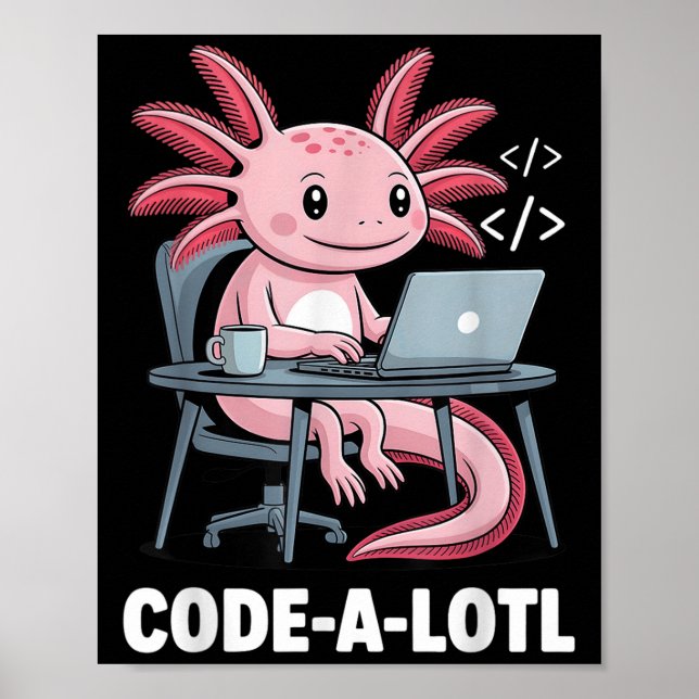 Kodalotl Funny Axolotl Tee for Programmers Poster (Framsidan)