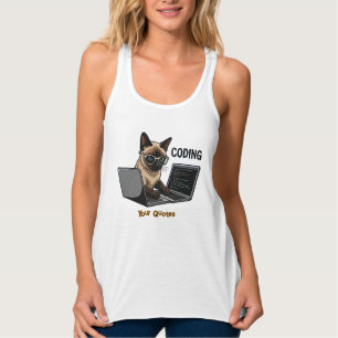 Kodande siamesisk katt -serie linne med racerback
