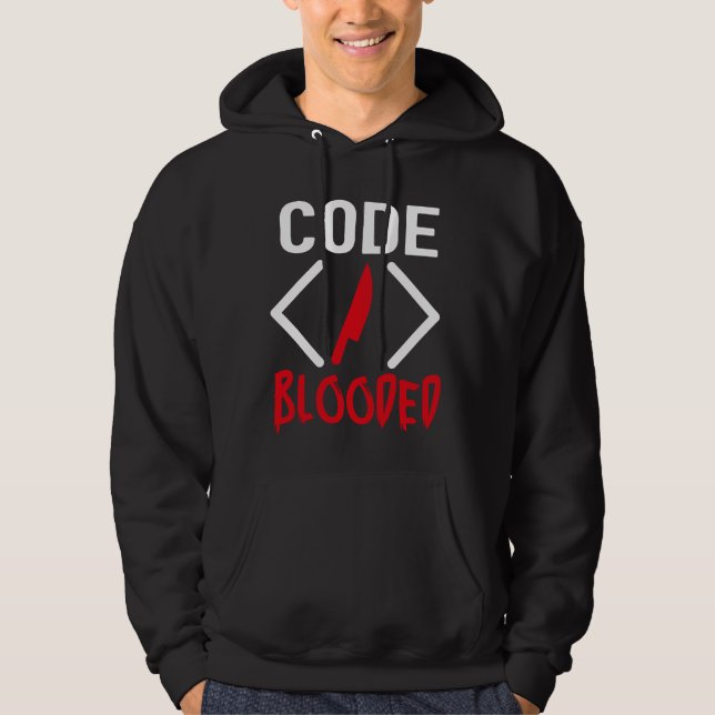 Kodblodig, snygg datorprogrammerare hoodie (Framsida)