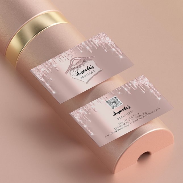 Koden ro Trasa Closet Hanger Boutique QR Glitter Visitkort (Skapare uppladdad)