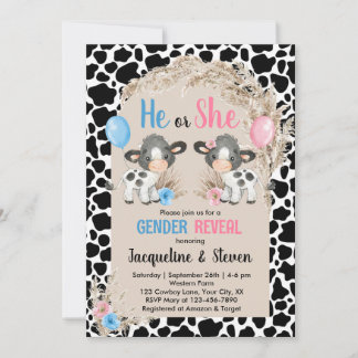 Kodgårdens gender avslöjar baby inbjudan cowboy
