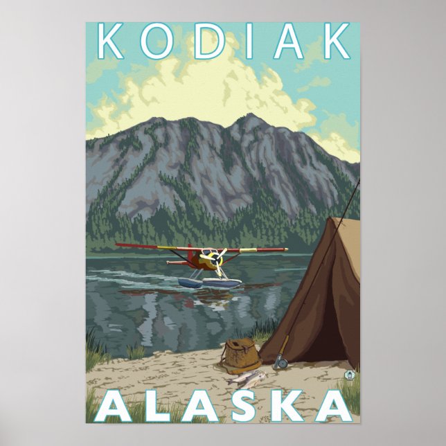 Kodiak, AlaskaBush Flygplan-fiske Poster (Framsidan)