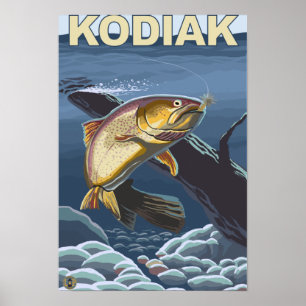 Kodiak, AlaskaCutmynningtrout Kor-Section Poster