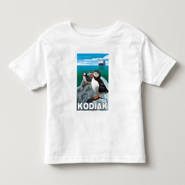 Kodiak, AlaskaPuffins och alaskabo kryssningfrakt Tröja (Framsida)