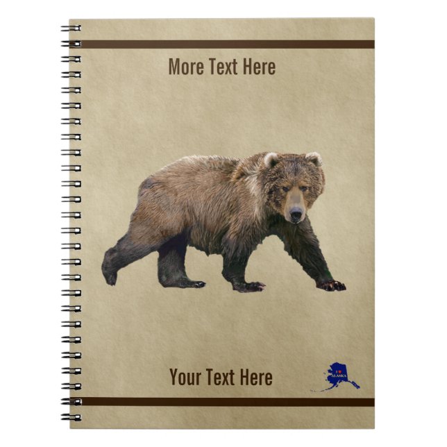 Kodiak Bear på gammal Papper Anteckningsbok (Framsidan)