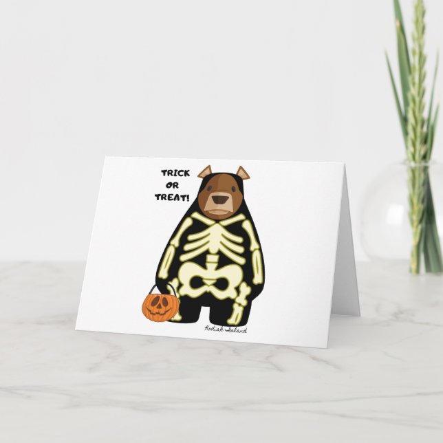 Kodiak Brown Bear Halloween Bus eller godis Kort (Framsida)