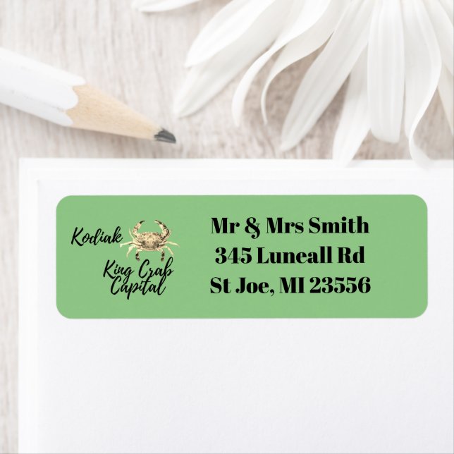 Kodiak Crab Capital Returadress Etikett (Insitu)