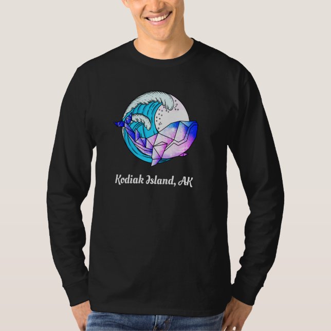 Kodiak Island Ak Japansk Paint Geometric Orca Kil T Shirt (Framsida)